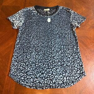 Women's Leopard Print T-Shirt Blue Gray Animal Pattern Casual Short Sleeve Top